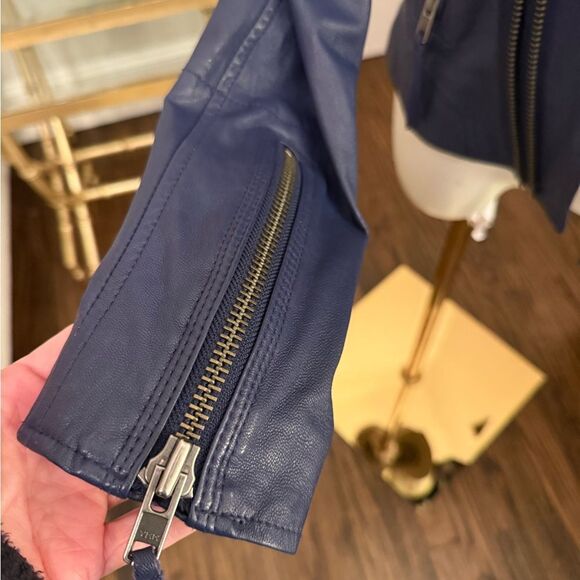 Joie Lamb Leather Navy Morton Jacket - Picture 4 of 6